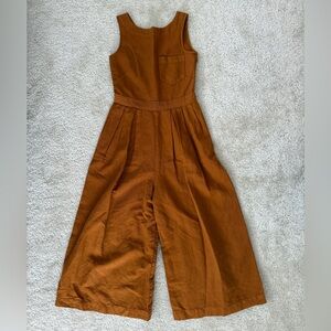 Toast Burnt Sienna Brown Sleeveless Wide Leg Linen Jumpsuit Size 6